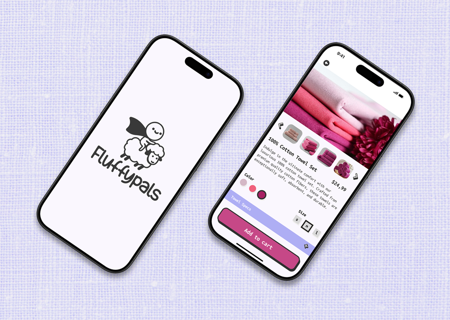 Fluffy Pals, linen store app cover image.